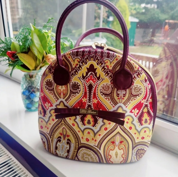 TED BAKER Paisley Print Beauty Vanity Travel Bag Make Up Yellow Purple Large NEW - Picture 4 of 12